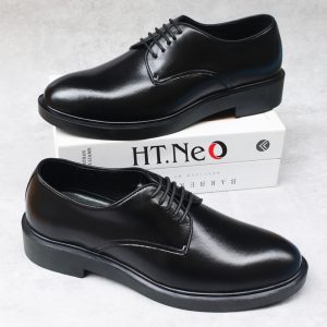 Giày Dr Buộc Dây Da Bò, Giày Tây Công Sở Mũi Tròn Da Thật Đế Cao Su Đúc - HT.NeO.5082