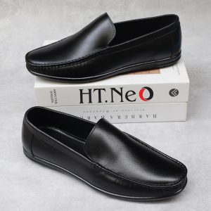 Giày Mọi Nam Da Bò Mềm Dáng Trơn, Đế Cao Su Khâu Chắc Chắn - HT.NeO.5772
