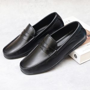 Giày Mọi Nam Da Bò Trơn Nhẵn, Đai Khoét Tim, Đế Cao Su Khâu Chắc Chắn - HT.NeO.5191