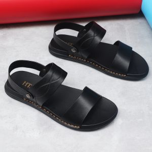 Sandal Nam Da Bò 2 Quai Ngang, Đế Cao Su May Chắc Chắn - HT.NeO.5374 12 IMG 7671