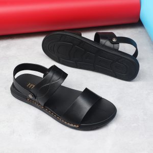 Sandal Nam Da Bò 2 Quai Ngang, Đế Cao Su May Chắc Chắn - HT.NeO.5374 13 IMG 7672