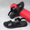 Sandal Nam Da Bò 2 Quai Ngang, Đế Cao Su May Chắc Chắn - HT.NeO.5374