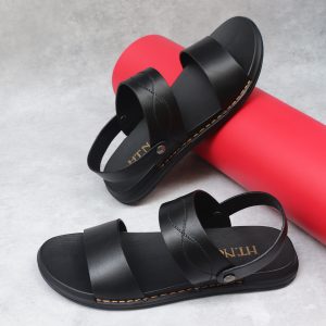 Sandal Nam Da Bò 2 Quai Ngang, Đế Cao Su May Chắc Chắn - HT.NeO.5374