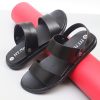 Sandal Nam Da Bò 2 Quai Màu Đen, Đế Cao Su May Chắc Chắn - HT.NeO.0064